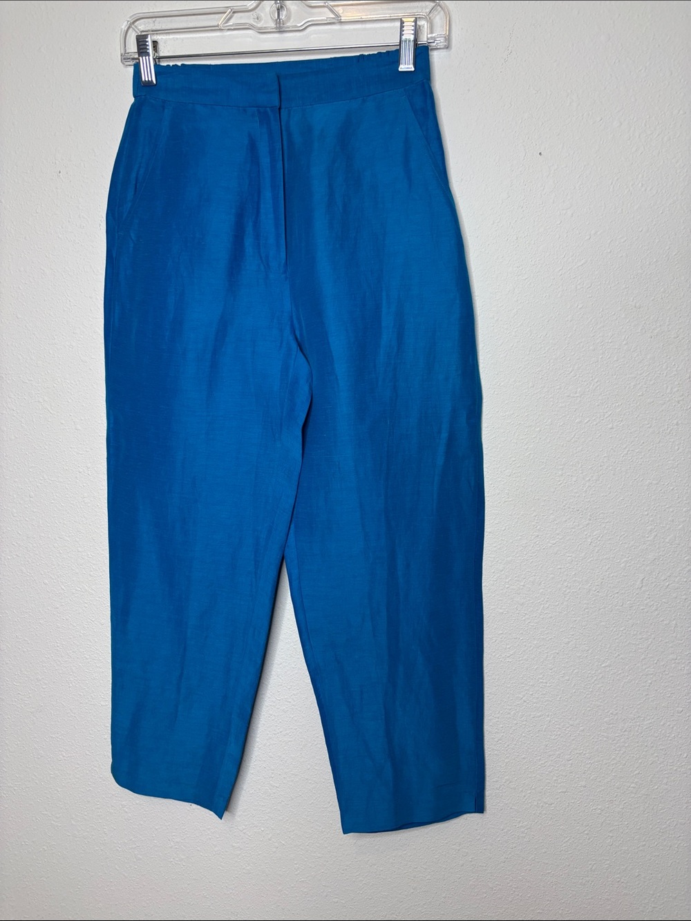 Eileen Fisher Teal Blue Cropped Wide-Leg Pants